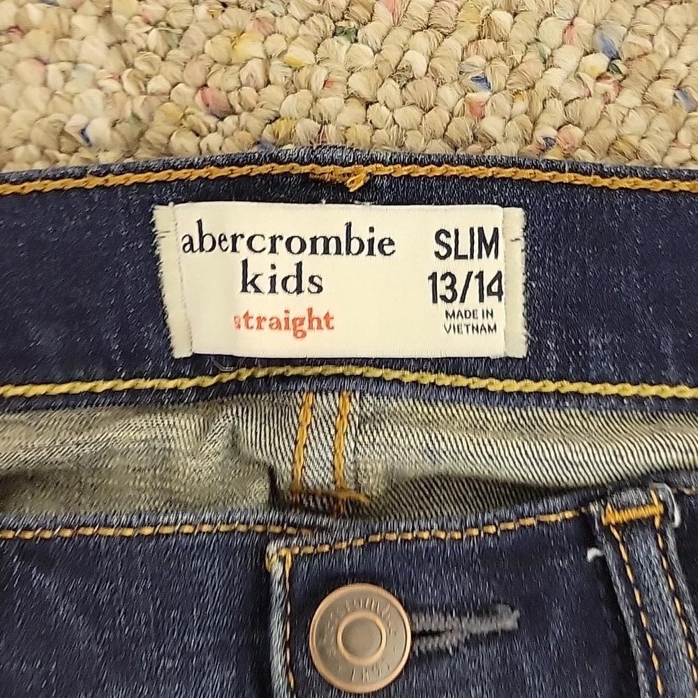 Abercrombie Kids Dark Blue Straight Jeans 13/14 Slim School Denim